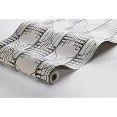 Kép 3/3 - Boras Geometriai mintás fekete-fehér vlies tapéta Staircase Black White 53 cm X 10 m