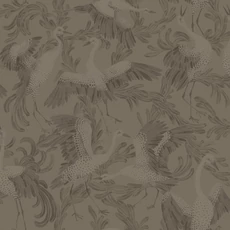 Kép 1/5 - Boras Madaras barna vlies tapéta Dancing Crane Brown 53 cm X 10 m