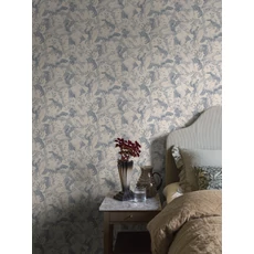 Kép 2/7 - Boras Madaras kék vlies tapéta Dancing Crane Blue 53 cm X 10 m