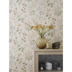 Kép 2/9 - Boras Botanikai mintás skandináv zöld-bézs Folklore Multi 53 cm X 10 m