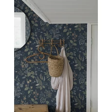 Kép 2/4 - Boras Botanikai mintás skandináv sötétkék Folklore Multi 53 cm X 10 m