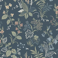 Kép 1/4 - Boras Botanikai mintás skandináv sötétkék Folklore Multi 53 cm X 10 m