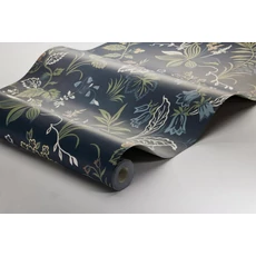 Kép 4/4 - Boras Botanikai mintás skandináv sötétkék Folklore Multi 53 cm X 10 m