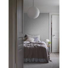 Kép 2/3 - Boras Romantikus virágos rácsos kék-szürke vlies tapéta Sommarslöja Grey 53 cm X 10 m