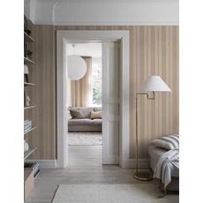 Kép 2/3 - Boras Csíkos klasszikus bézs vlies tapéta arany csíkkal Gustaf Beige 53 cm X 10 m