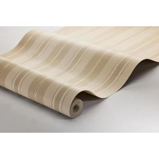 Kép 3/3 - Boras Csíkos klasszikus bézs vlies tapéta arany csíkkal Gustaf Beige 53 cm X 10 m