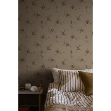 Kép 2/6 - Boras Elegáns virág mintás barna-arany Saga Beige 53 cm X 10 m