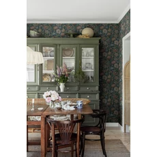 Kép 3/4 - Boras Jacquard hatású virágos sötétzöld vlies tapéta Nightingale Garden Multi 53 cm X 10 m