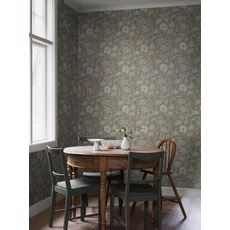 Kép 3/6 - Boras Jacquard hatású virágos zöld-púder vlies tapéta Nightingale Garden Multi 53 cm X 10 m