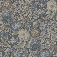 Kép 1/3 - Boras Jacquard hatású virágos kék vlies tapéta Nightingale Garden Blue 53 cm X 10 m