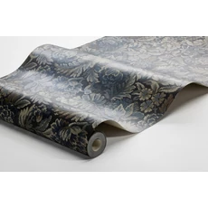 Kép 3/3 - Boras Jacquard hatású virágos kék vlies tapéta Nightingale Garden Blue 53 cm X 10 m