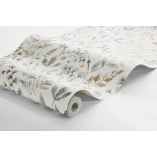 Kép 5/5 - Boras Vintage levél mintás bézs-zöld vlies tapéta Sigrid Grey 53 cm X 10 m