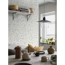 Kép 1/3 - Boras Vintage levél mintás szürke vlies tapéta Sigrid Grey 53 cm X 10 m