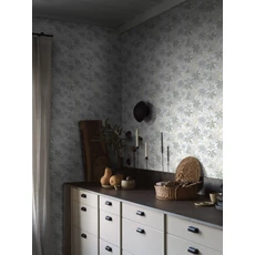 Kép 1/3 - Boras Levél mintás zöld-szürke vlies tapéta Lindskog Multi 53 cm X 10 m