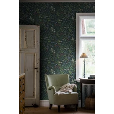 Kép 1/7 - Boras Mezei virágos skandináv sötétzöld vlies tapéta Flora Multi 53 cm X 10 m