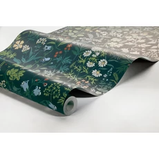 Kép 3/7 - Boras Mezei virágos skandináv sötétzöld vlies tapéta Flora Multi 53 cm X 10 m