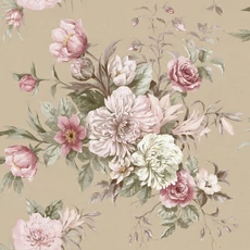 Kép 1/6 - Boras Klasszikus virágcsokros bézs-rózsaszín vlies tapéta Floral Charm Beige 53 cm X 10 m