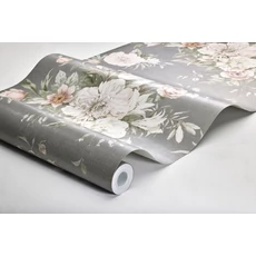 Kép 3/3 - Boras Klasszikus virágcsokros szürke vlies tapéta Floral Charm Grey 53 cm X 10 m