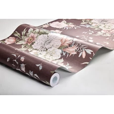 Kép 3/3 - Boras Klasszikus virágcsokros bordó vlies tapéta Floral Charm Red 53 cm X 10 m