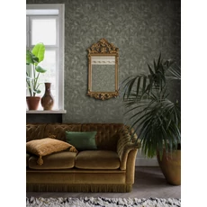 Kép 2/3 - Boras Elegáns fényes levélmintás zöld vlies tapéta Rosewood Night Green 53 cm X 10 m