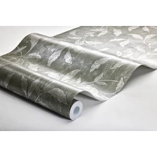 Kép 3/3 - Boras Elegáns fényes levélmintás zöld vlies tapéta Rosewood Night Green 53 cm X 10 m