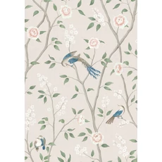 Kép 1/4 - Boras Romantikus madaras virágos bézs vlies tapéta Paradise Birds Multi 53 cm X 10 m