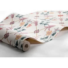 Kép 7/7 - Boras Virágos rácsos rózsaszín vlies tapéta Tessin White 53 cm X 10 m