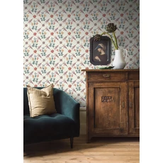 Kép 3/7 - Boras Virágos rácsos rózsaszín vlies tapéta Tessin White 53 cm X 10 m