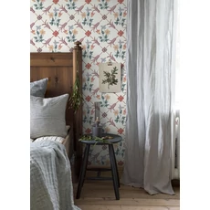 Kép 4/7 - Boras Virágos rácsos rózsaszín vlies tapéta Tessin White 53 cm X 10 m