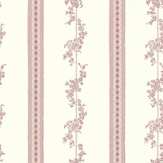 Kép 1/5 - Boras Csíkos virágos klasszikus piros-fehér vlies tapéta Drottningholm White 53 cm X 10 m