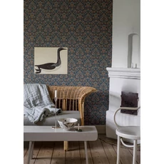 Kép 4/6 - Boras Barokk Ornamentikás kék vlies tapéta Foglavik Blue 53 cm X 10 m