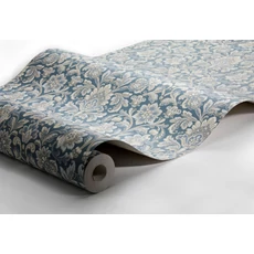 Kép 5/5 - Boras Barokk Ornamentikás kék vlies tapéta Foglavik Blue 53 cm X 10 m