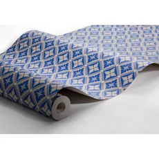 Kép 5/5 - Boras Skandináv rácsos kék vlies tapéta Loka Blue 53 cm X 10 m