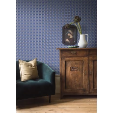 Kép 3/5 - Boras Skandináv rácsos kék vlies tapéta Loka Blue 53 cm X 10 m