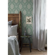 Kép 3/6 - Boras Elegáns virág ornamentikás zöld vlies tapéta Sofia Green 53 cm X 10 m