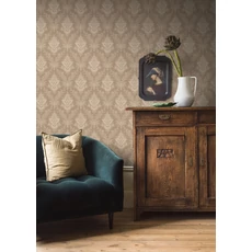 Kép 4/5 - Boras Elegáns virág ornamentikás barna vlies tapéta Sofia Brown 53 cm X 10 m