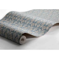 Kép 6/6 - Boras Skandináv virág mintás kék vlies tapéta Nora Blue 53 cm X 10 m