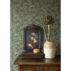 Kép 2/6 - Boras Gobelin hatású klasszikus levél mintás zöld vlies tapéta Waldemar Green 53 cm X 10 m