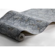 Kép 5/5 - Boras Gobelin hatású klasszikus levél mintás kék vlies tapéta Waldemar Blue 53 cm X 10 m