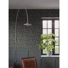 Kép 3/7 - Boras Gobelin hatású klasszikus levél mintás sötétkék vlies tapéta Waldemar Blue 53 cm X 10 m