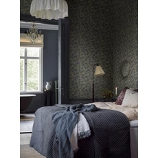 Kép 6/7 - Boras Gobelin hatású klasszikus levél mintás sötétkék vlies tapéta Waldemar Blue 53 cm X 10 m