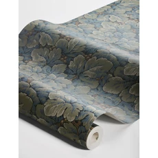 Kép 7/7 - Boras Gobelin hatású klasszikus levél mintás sötétkék vlies tapéta Waldemar Blue 53 cm X 10 m