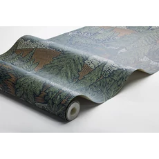 Kép 6/6 - Boras Modern fenyőfa mintás sötétkék vlies tapéta Northern Forest Multi 53 cm X 10 m