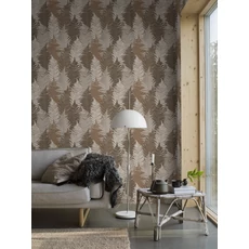 Kép 1/3 - Boras Páfrányos modern barna vlies tapéta Fern Forest Brown 53 cm X 10 m