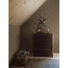 Kép 1/3 - Boras Pöttyös virágos barna vlies tapéta Hip Rose Brown 53 cm X 10 m