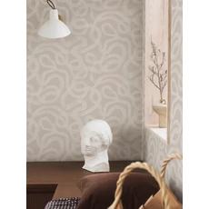 Kép 4/5 - Boras Hullámos bézs vlies tapéta Curve Beige 53 cm X 10 m