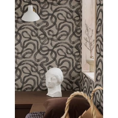 Kép 1/3 - Boras Hullámos bézs-fekete vlies tapéta Curve Beige 53 cm X 10 m