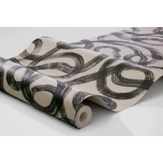 Kép 3/3 - Boras Hullámos bézs-fekete vlies tapéta Curve Beige 53 cm X 10 m