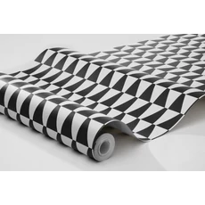 Kép 3/3 - Boras Geoemtriai mintás modern fekete-fehér vlies tapéta Arne Jacobsen Trapez Black White 53 cm X 10 m