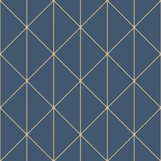 Kép 1/3 - Boras Geometriai mintás glamúr kék vlies tapéta Diamonds Blue 53 cm X 10 m